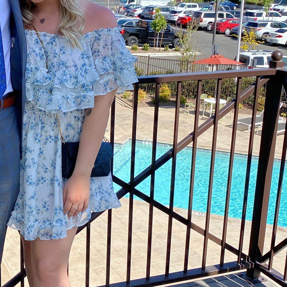 White @ Blue Floral Dress